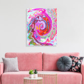 Groovy Abstrakt Retro Hot Pink und Blue Swirl Leinwanddruck (Insitu (Wohnzimmer))