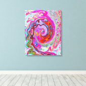 Groovy Abstrakt Retro Hot Pink und Blue Swirl Leinwanddruck (Insitu (Holzboden))