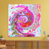 Groovy Abstrakt Retro Hot Pink und Blue Swirl Leinwanddruck (Insitu (Wohnzimmer))