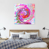 Groovy Abstrakt Retro Hot Pink und Blue Swirl Leinwanddruck (Insitu (Schlafzimmer))
