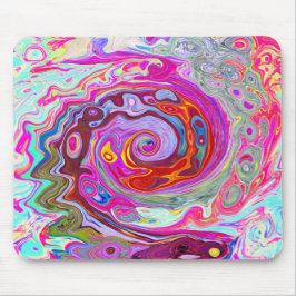 Groovy Abstrakt Retro Hot Pink und Blue Swirl Mousepad