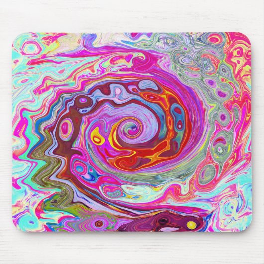 Groovy Abstrakt Retro Hot Pink und Blue Swirl Mousepad (Vorne)