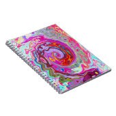 Groovy Abstrakt Retro Hot Pink und Blue Swirl Notizblock (Rechte Seite)