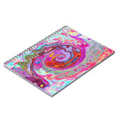 Groovy Abstrakt Retro Hot Pink und Blue Swirl Notizblock (Linke Seite)