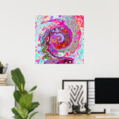 Groovy Abstrakt Retro Hot Pink und Blue Swirl Poster (Heimbüro)