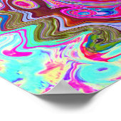 Groovy Abstrakt Retro Hot Pink und Blue Swirl Poster (Ecke)