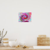 Groovy Abstrakt Retro Hot Pink und Blue Swirl Poster (Küche)