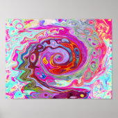 Groovy Abstrakt Retro Hot Pink und Blue Swirl Poster (Vorne)