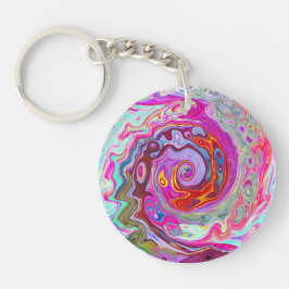 Groovy Abstrakt Retro Hot Pink und Blue Swirl Schlüsselanhänger