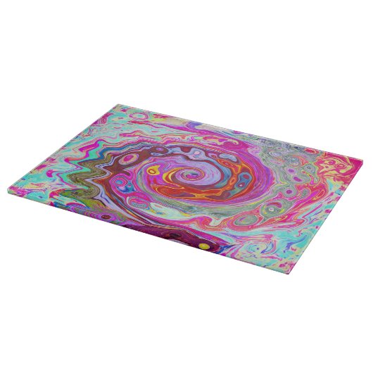 Groovy Abstrakt Retro Hot Pink und Blue Swirl Schneidebrett (Ecke)