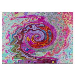 Groovy Abstrakt Retro Hot Pink und Blue Swirl Schneidebrett