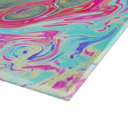 Groovy Abstrakt Retro Hot Pink und Blue Swirl Schneidebrett (Ecke)