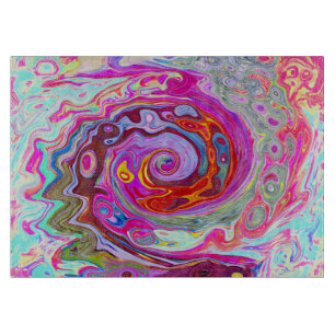 Groovy Abstrakt Retro Hot Pink und Blue Swirl Schneidebrett