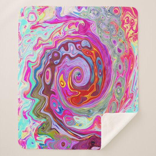 Groovy Abstrakt Retro Hot Pink und Blue Swirl Sherpadecke (Vorderseite)
