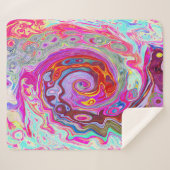 Groovy Abstrakt Retro Hot Pink und Blue Swirl Sherpadecke (Vorderseite (Horizontal))