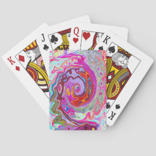 Groovy Abstrakt Retro Hot Pink und Blue Swirl Spielkarten