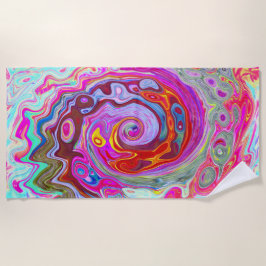 Groovy Abstrakt Retro Hot Pink und Blue Swirl Strandtuch