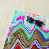 Groovy Abstrakt Retro Hot Pink und Blue Swirl Strandtuch (Beispiel)