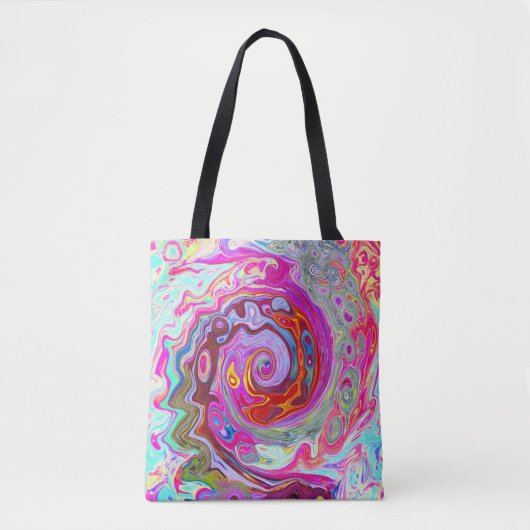 Groovy Abstrakt Retro Hot Pink und Blue Swirl Tasche (Vorderseite)