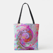 Groovy Abstrakt Retro Hot Pink und Blue Swirl Tasche (Rückseite)