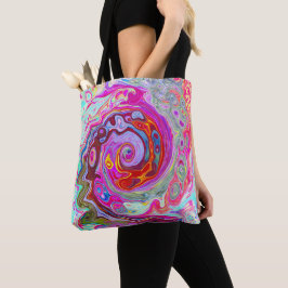Groovy Abstrakt Retro Hot Pink und Blue Swirl Tasche