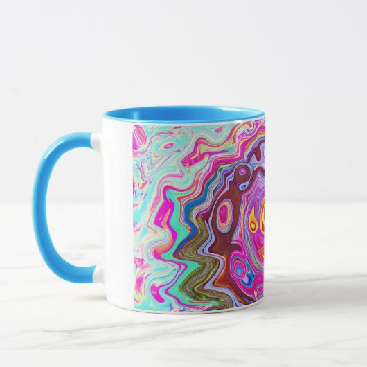 Groovy Abstrakt Retro Hot Pink und Blue Swirl Tasse (Links)