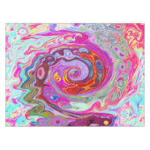 Groovy Abstrakt Retro Hot Pink und Blue Swirl Tischdecke (Vorderseite (Horizontal))