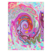 Groovy Abstrakt Retro Hot Pink und Blue Swirl Tischdecke (Vorderseite)