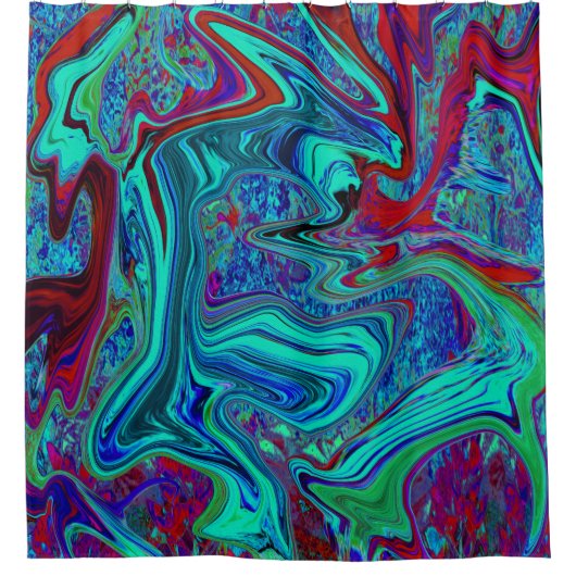 Groovy Abstrakt Retro Kunst, Dichtung und Musik Duschvorhang (Vorderseite)