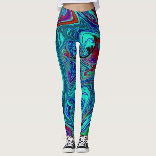 Groovy Abstrakt Retro Kunst, Dichtung und Musik Leggings (Vorderseite)