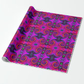 Groovy Abstrakt Retro Lila und Orange Swirl Geschenkpapier (Ungerollt)