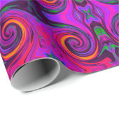 Groovy Abstrakt Retro Lila und Orange Swirl Geschenkpapier (Rolleneckpunkt)