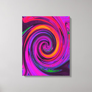 Groovy Abstrakt Retro Lila und Orange Swirl Leinwanddruck