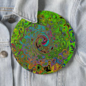 Groovy Abstrakt Retro Lime Green und Blue Swirl Button (Beispiel)