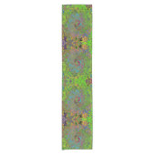 Groovy Abstrakt Retro Lime Green und Blue Swirl Kurzer Tischläufer (Vorderseite)