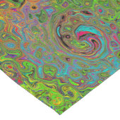 Groovy Abstrakt Retro Lime Green und Blue Swirl Kurzer Tischläufer (Ecke)
