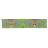 Groovy Abstrakt Retro Lime Green und Blue Swirl Kurzer Tischläufer (Horizontal)