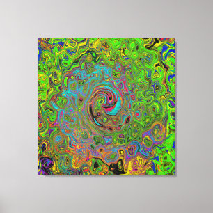 Groovy Abstrakt Retro Lime Green und Blue Swirl Leinwanddruck