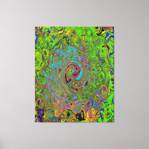 Groovy Abstrakt Retro Lime Green und Blue Swirl Leinwanddruck