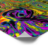 Groovy Abstrakt Retro Lime Green und Blue Swirl Poster (Ecke)