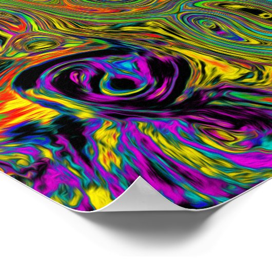 Groovy Abstrakt Retro Lime Green und Blue Swirl Poster (Ecke)