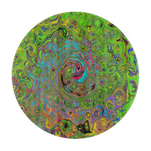 Groovy Abstrakt Retro Lime Green und Blue Swirl Schneidebrett