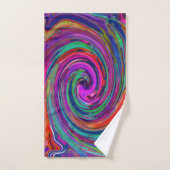 Groovy Abstrakt Retro Magenta Dark Rainbow Swirl Badhandtuch Set (Handtuch)