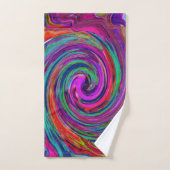 Groovy Abstrakt Retro Magenta Dark Rainbow Swirl Badhandtuch Set (Handtuch)