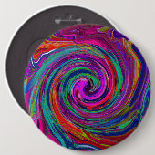 Groovy Abstrakt Retro Magenta Dark Rainbow Swirl Button (Vorne & Hinten)