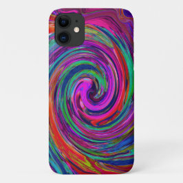 Groovy Abstrakt Retro Magenta Dark Rainbow Swirl Case-Mate iPhone Hülle