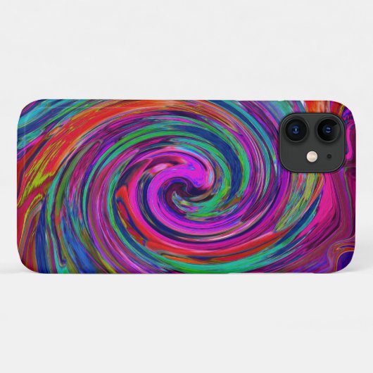 Groovy Abstrakt Retro Magenta Dark Rainbow Swirl Case-Mate iPhone Hülle (Rückseite (Horizontal))