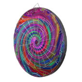 Groovy Abstrakt Retro Magenta Dark Rainbow Swirl Dartscheibe (Vorderseite rechts)