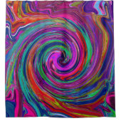 Groovy Abstrakt Retro Magenta Dark Rainbow Swirl Duschvorhang (Vorderseite)