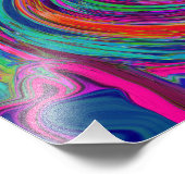 Groovy Abstrakt Retro Magenta Dark Rainbow Swirl Fotodruck (Ecke)